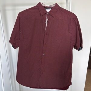 Denim & Flower Maroon Short Sleeve Button Down Shirt